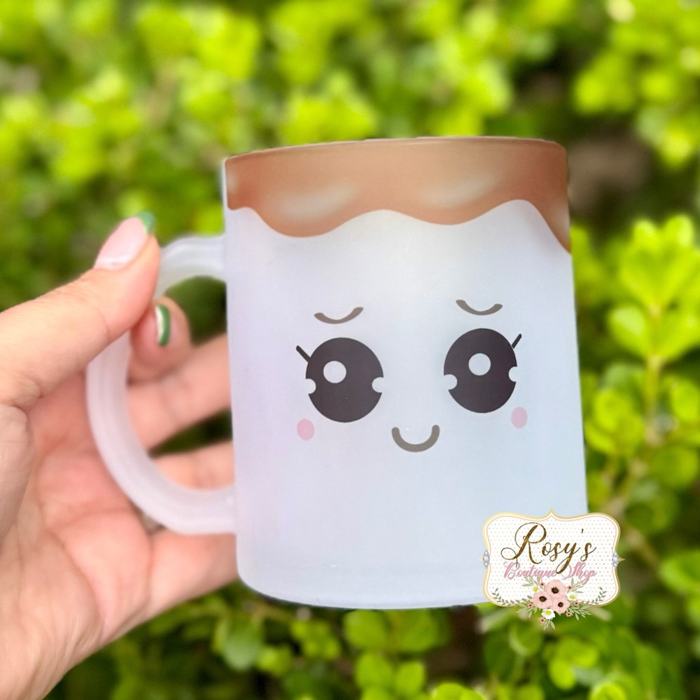Cute Frosted Mug with Adorable Face